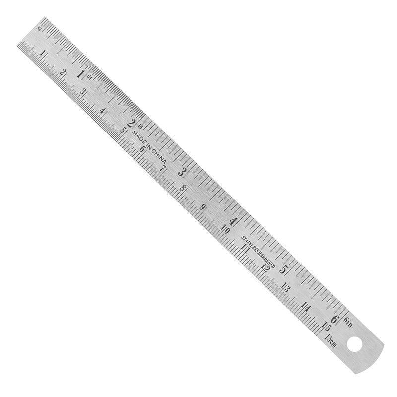 Pacific Arc Stainless Steel Ruler Inch and Metric, with 32nd and 64th Graduations, 6 Inches - Image 2
